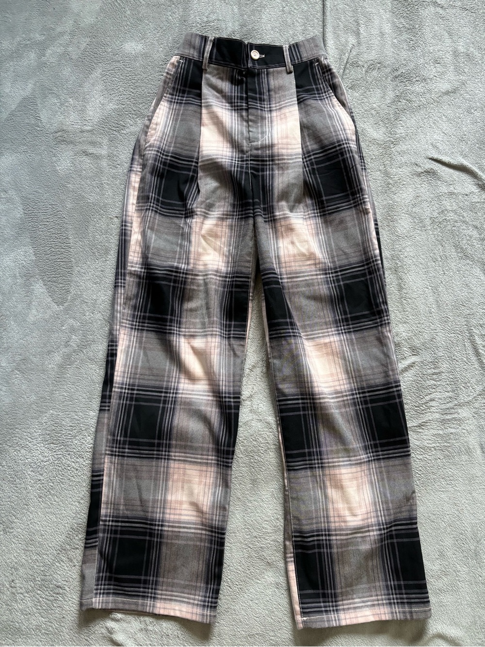 Urban Outfitters Helena Pants Women Black Multi Pink Plaid Classic Trouser XS
